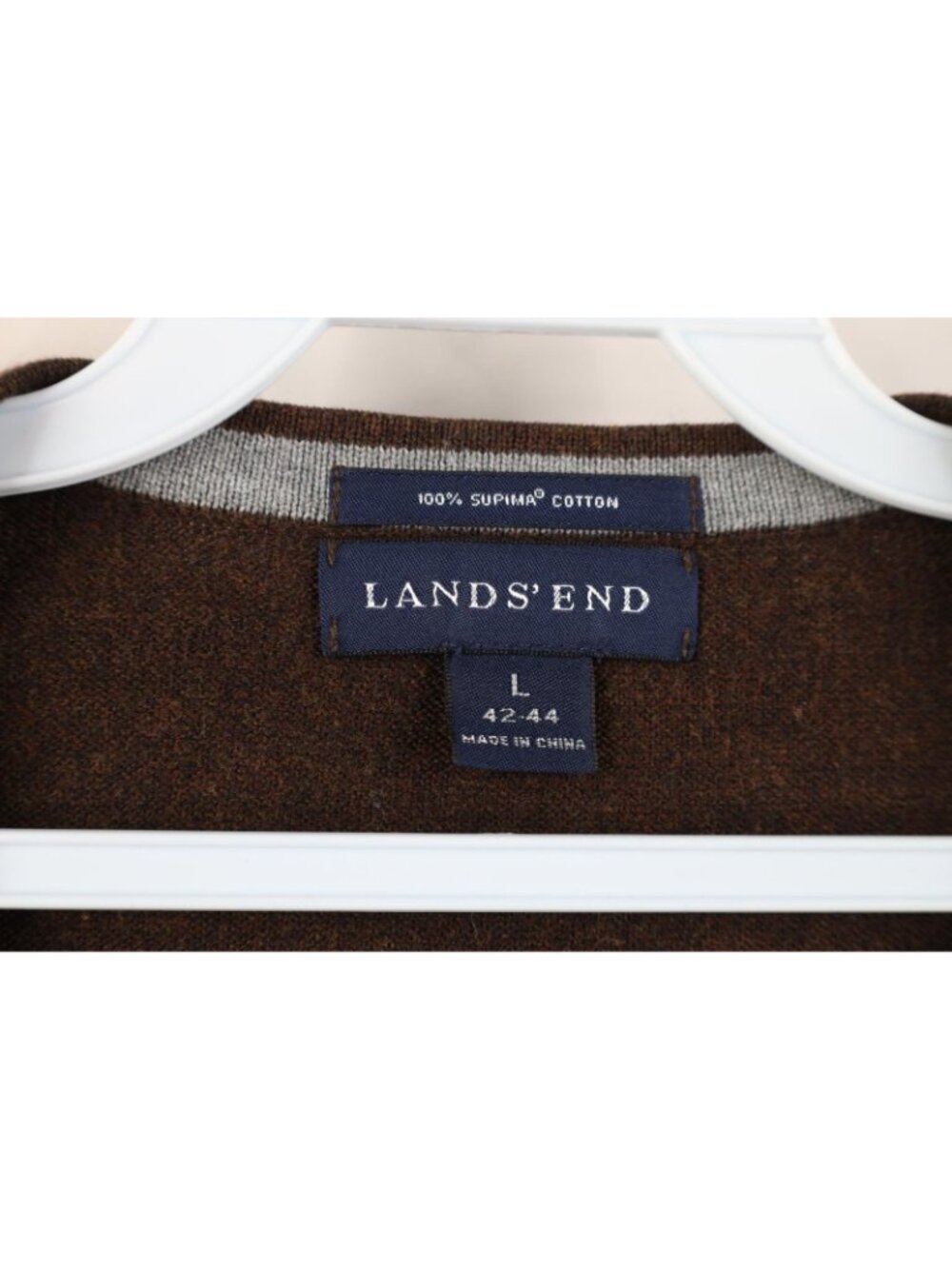 Vintage Lands End Mens Large Faded Blank Pima Cotton Knit Sweater Vest Brown - Picture 4 of 9